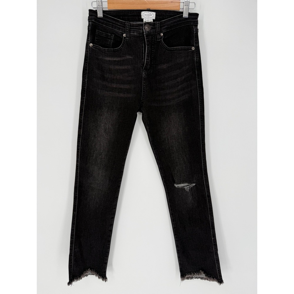 MUD PIE DISTRESSED BLACK SKINNY JEANS‎ SMALL
